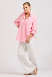 The Girlfriend Relaxed Shirt - Bright Pink Stripe