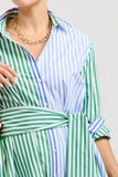 The Luna Oversized Shirtdress - Blue/Green Stripe Combo