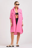 The Venus Linen Shirtdress - Hot Pink