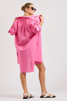 The Venus Linen Shirtdress - Hot Pink