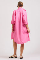 The Venus Linen Shirtdress - Hot Pink