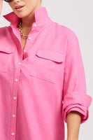 The Venus Linen Shirtdress - Hot Pink