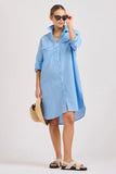 The Venus Linen Shirtdress - Provincial Blue