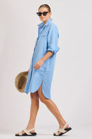 The Venus Linen Shirtdress - Provincial Blue