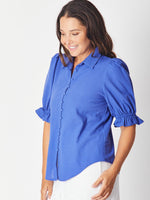 Mid Sleeve Button Shirt - Royal