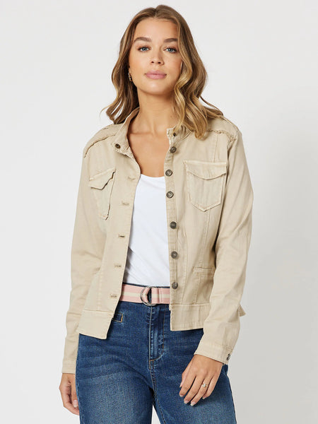 Military Denim Jacket - Natural