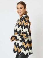 Bella Print Satin Shirt - Toffee