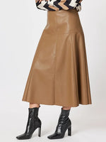 Brooke Vegan Leather Skirt - Coffee