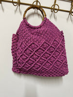 Ring Handle Macrame Event Bag - Pink