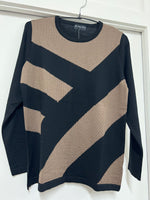 Line Knit Jumper - Blk/Taupe