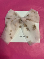 Valentina Party Bow Clip - Pink w/Stars