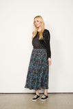 Pleated Print Skirt - Teal